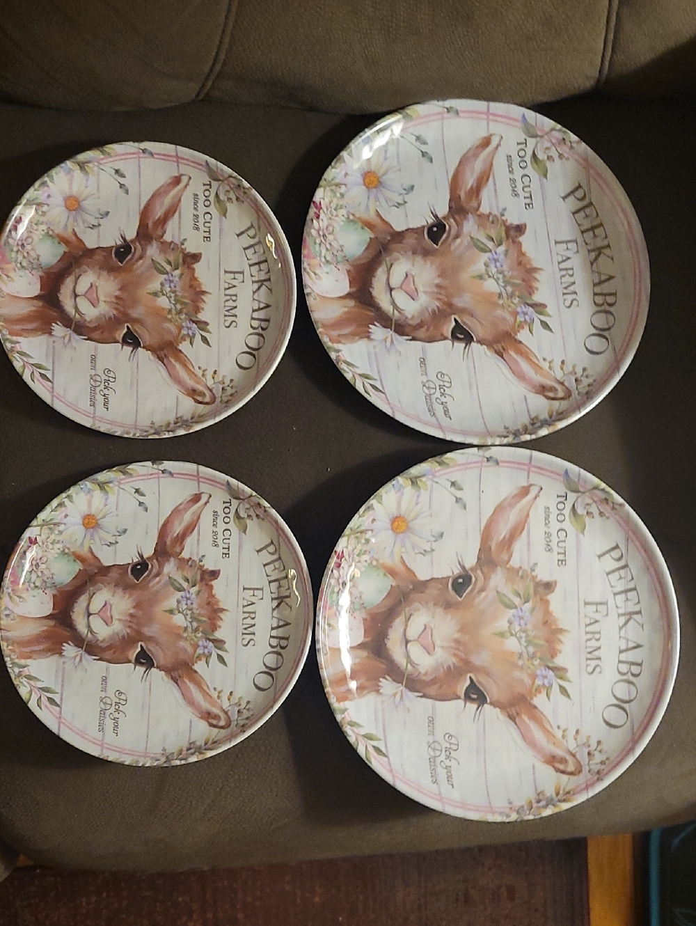 Peekaboo Farms Bunny Decorative Plate Set - Pastel Pink & Cream